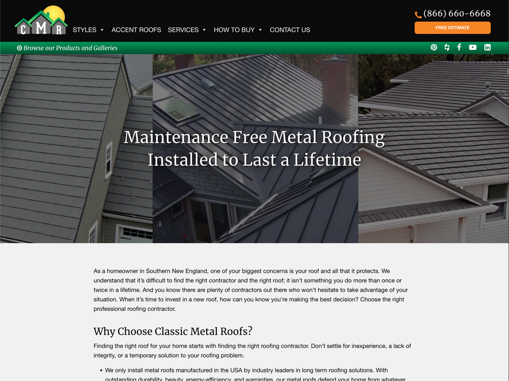 Classic Metal Roofs website